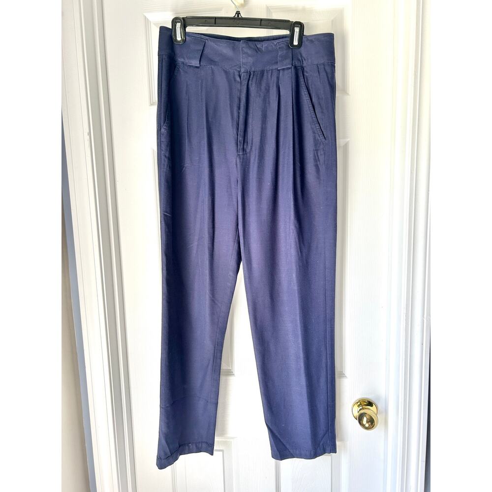 Sundance Pleated High Rise Ankle Dress Pants blue Sz 10